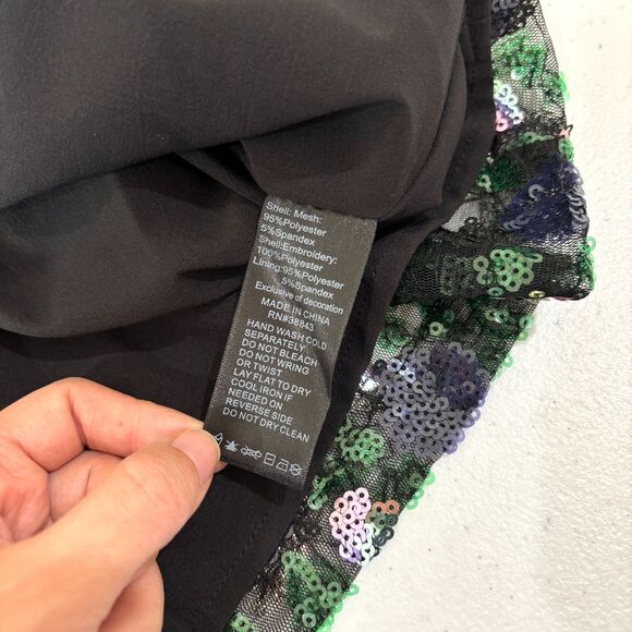 Sam Edelman Women Sequin Floral Mini Dress Size 10 Black Swiftie NYE Party Disco - Picture 7 of 9